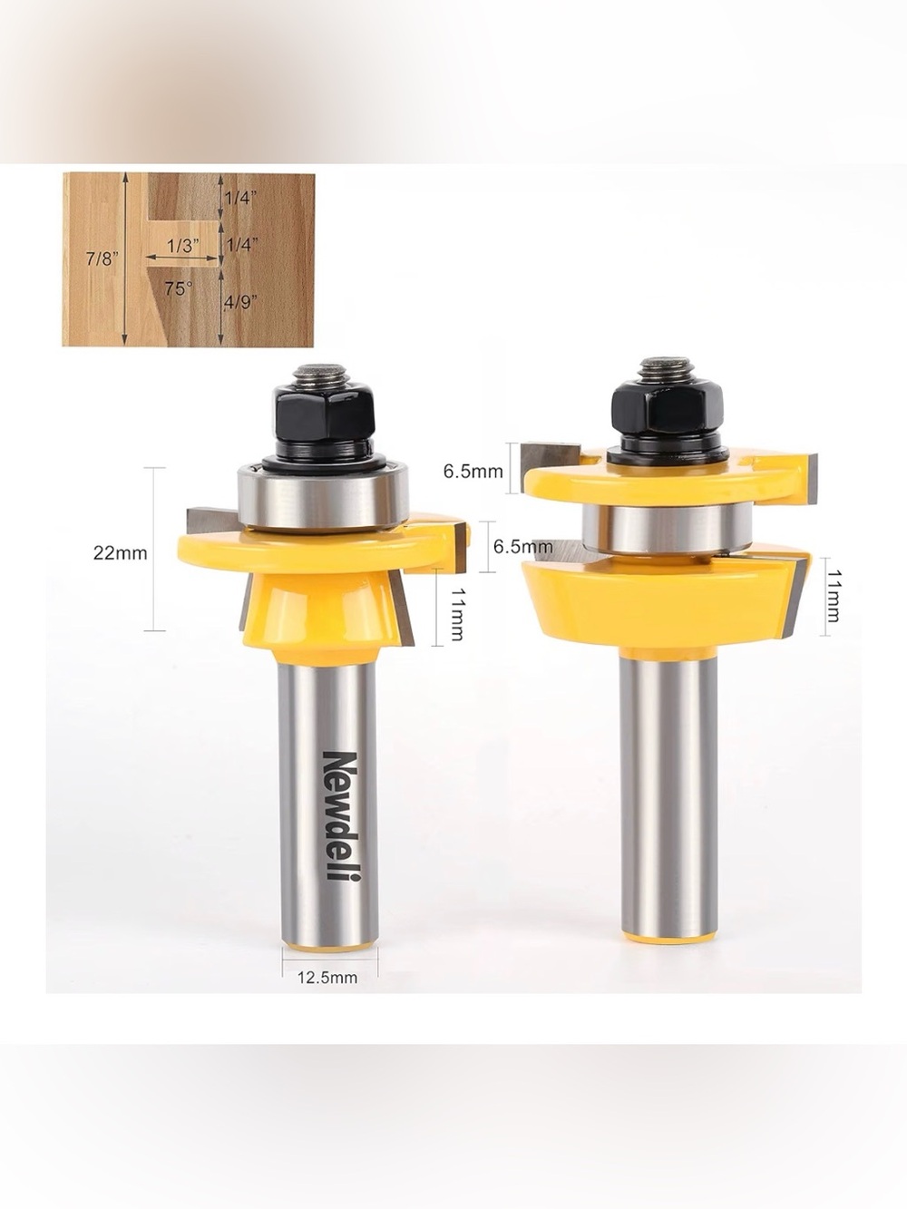 Shaker Rail and Stile Router Bits, Newdeli 1/2 Inch Shank Tongue and Groove